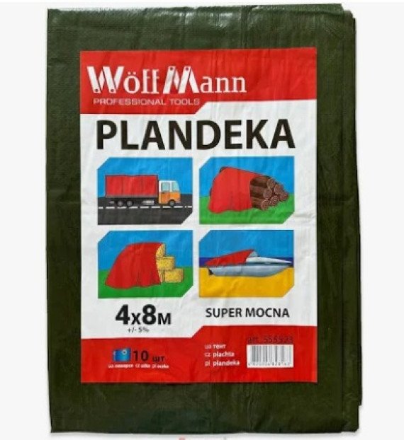 ТЕНТ захисний ЗЕЛЕНИЙ PLANDEKA  4х8м   110г/м2