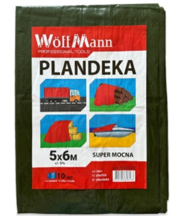 ТЕНТ захисний ЗЕЛЕНИЙ PLANDEKA  5х6м   110г/м2