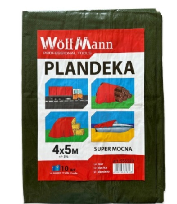 ТЕНТ захисний ЗЕЛЕНИЙ PLANDEKA  4х5м   110г/м2