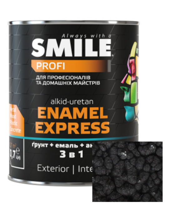 Емаль SMILE 3в1 Молотковий ефект Антикорозійна чорна 2,0л
