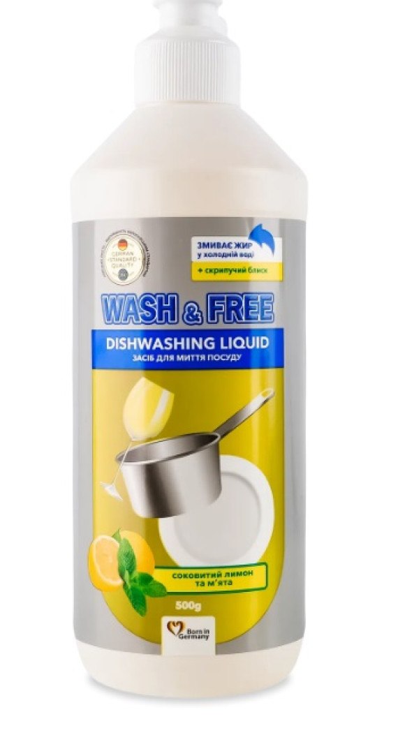 Засіб д/посуду WASH&FREE 500мл (362) Лимон&М'ята