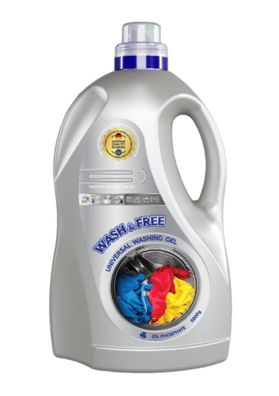 Гель д/прання WASH&FREE 5л (245-645) Універсал (4шт/уп)