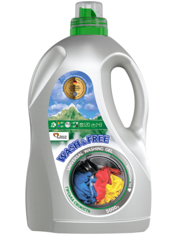 Гель д/прання WASH&FREE 5л (221/416) Гірська Свіжість (4шт/уп)