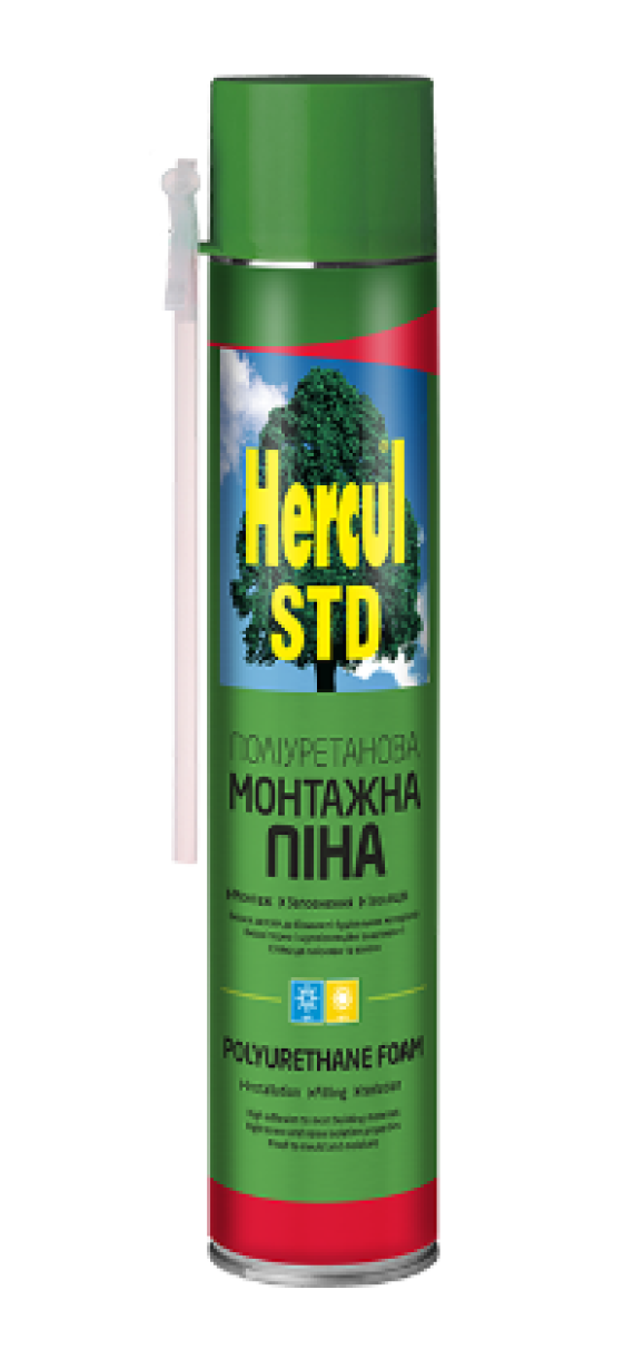 Піна монтажна Hercul STD ручна 750мл (вихід 50л) однокомпонентна всесезон +10-30