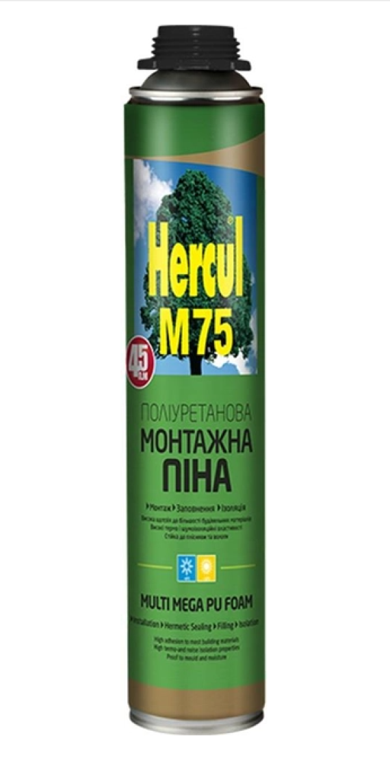 Піна монт. Hercul,М75 ПРОФ всесезонна монтажна багатоцільова (1035г)
