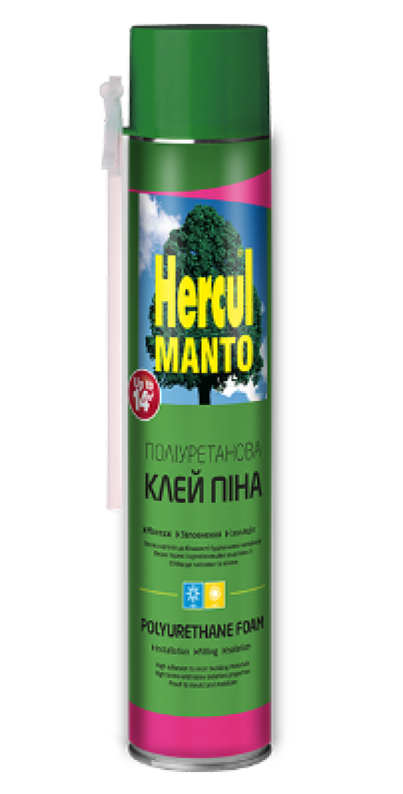 КЛЕЙ-піна HerculMANTO ручна (до 14м2) однокомпонентна всесезон 900мл