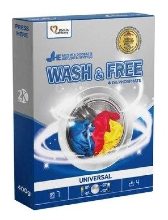 Порошок  д/прання WASH&FREE 400г (920/537) Універсал