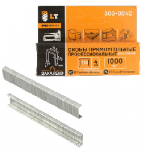Скоби прямокутні загартовані професійні 12 мм 1000 шт. 500-012C) LEV TOOLS