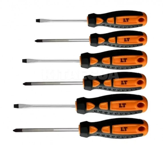 Набір викруток (6 шт.) 0301-6 SET, CrV, PROSERIES, SL3*75 мм, SL5*100 мм, SL6*150мм, РН0*75 мм, РН1*100 мм, РН2*150 мм