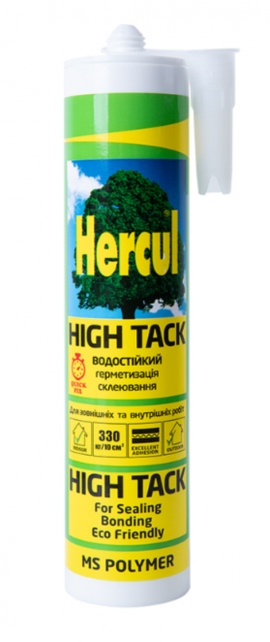 Клей-герметик HERCUL HIGH TACK Polymer 290мл Білий (для всіх видів поверхонь)