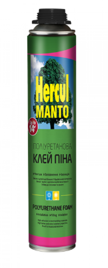КЛЕЙ-піна HerculMANTO PRO (до 14м2) однокомпонентна всесезон 900 мл