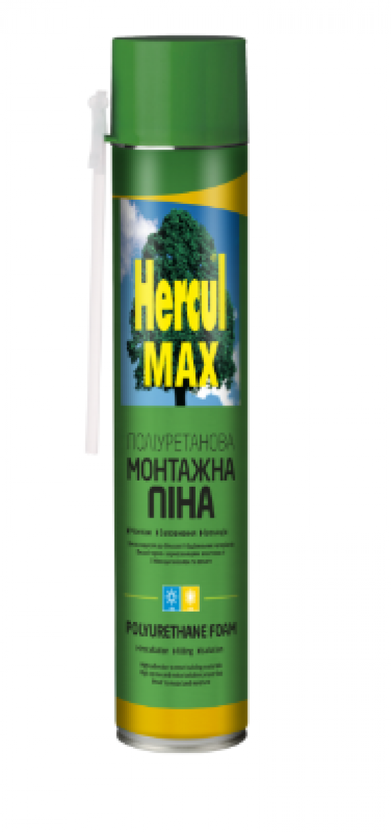 Піна монтажна Hercul MAX 850мл (вихід 65л) всесезонна однокомпонентна -10 +30