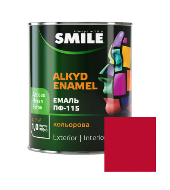 Фарба емаль алкідна по дереву і металу ПФ-115 ТМ Smile ала 0.9кг