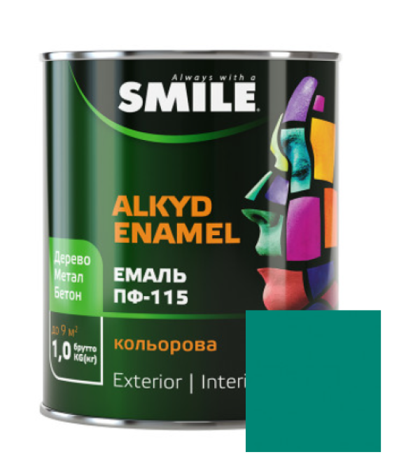 Фарба емаль алкідна по дереву і металу ПФ-115 ТМ Smile бірюза 2,8кг