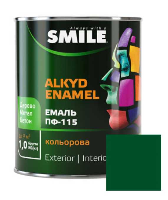 Фарба емаль алкідна по дереву і металу ПФ-115 ТМ Smile смарагдова 2,8кг