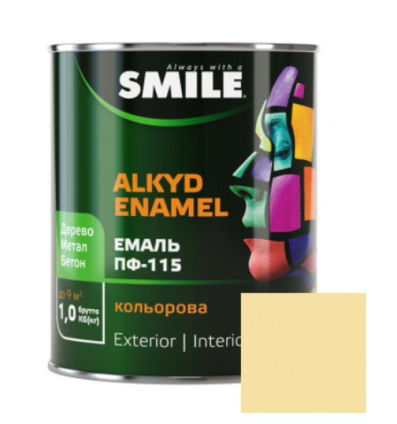 Фарба емаль алкідна по дереву і металу ПФ-115 ТМ Smile кремова 0,47кг