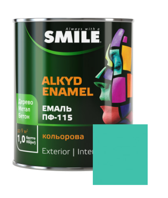Фарба емаль алкідна по дереву і металу ПФ-115 ТМ Smile морська хвиля 2,8кг