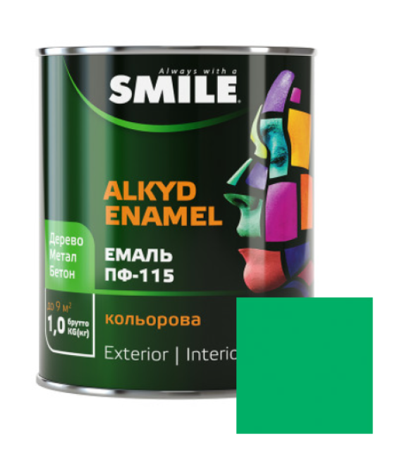 Фарба емаль алкідна по дереву і металу ПФ-115 ТМ Smile салатова 2,8кг