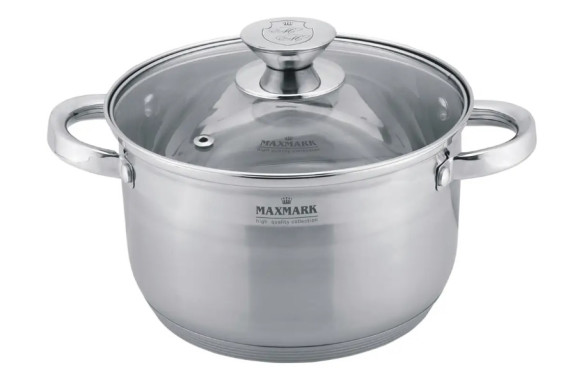 Каструля нержавійка МК-3705  5л скляна кришка  MAXMARK