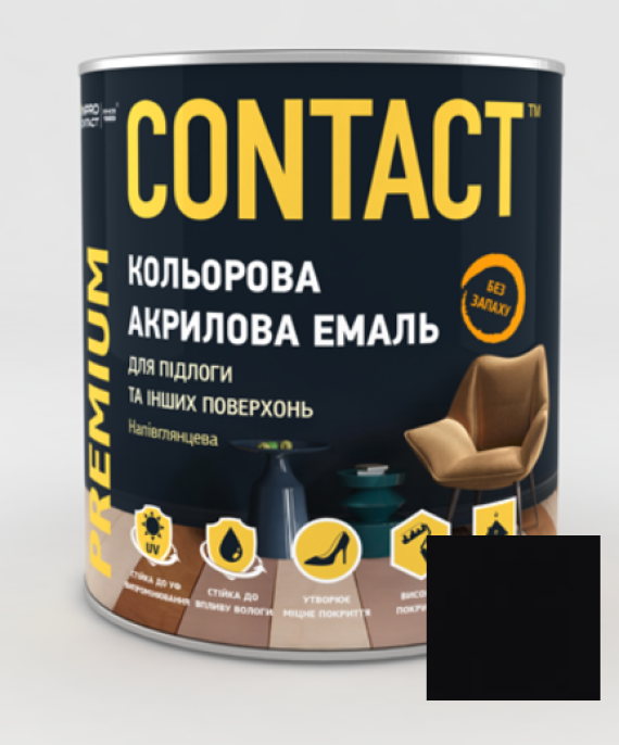 Фарба акрилова універсальна Contact чорна RAL-9005 0,75л(для підлоги та інших поверхонь)