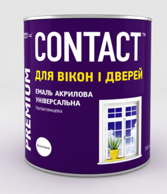 Фарба акрилова (для ВІКОН і ДВЕРЕЙ)  універ. Contact біла 2,5л