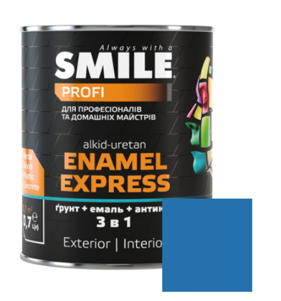 Емаль SMILE 3в1 гладка Антикорозійна RAL 5015 Блакитний 2,0л