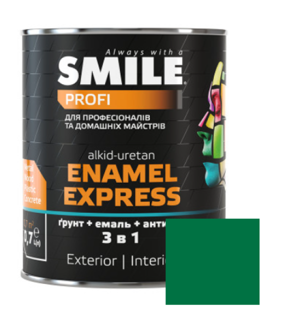 Емаль SMILE 3в1 гладка Антикорозійна RAL 6029 Зелена 2,0л