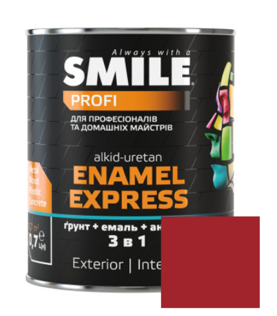Емаль SMILE 3в1 гладка Антикорозійна RAL 3002 червона 2,0л