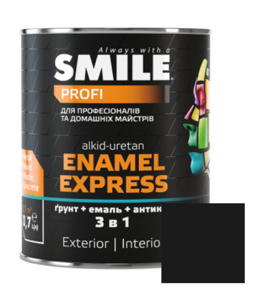 Емаль SMILE 3в1 гладка Антикорозійна RAL 9011 чорний 2,0л