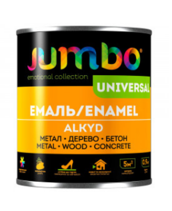 Емаль Алкідна ДЖАМБО Jumbo Universal 0,8кг для дерева і металу біла