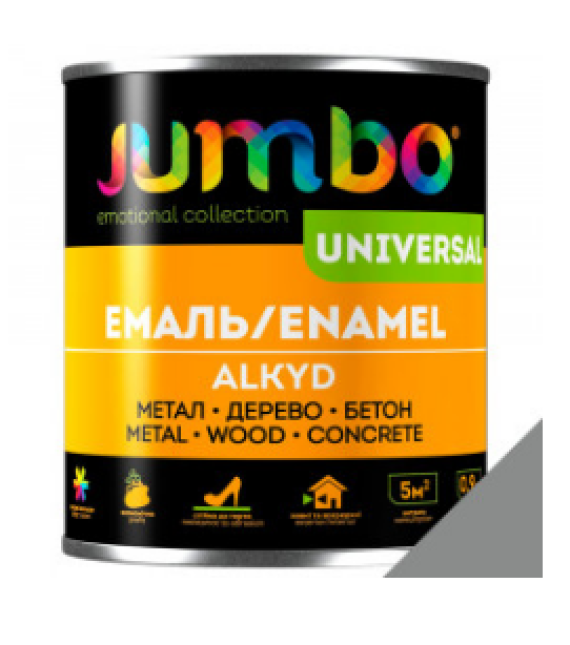 Емаль Алкідна ДЖАМБО Jumbo Universal 0,8кг для дерева і металу сіра