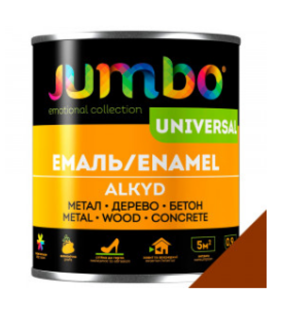 Емаль Алкідна ДЖАМБО Jumbo Universal 0,8кг для дерева і металу червоно-коричнева
