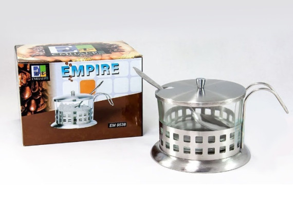 Цукорниця скло 9538 з ложкою 200мл  (EMPIRE)