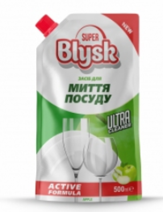 Засіб д/посуду (51318)SUPER BLISK 500мл  Яблуко  ДОЙ-ПАК (8шт/ящ)