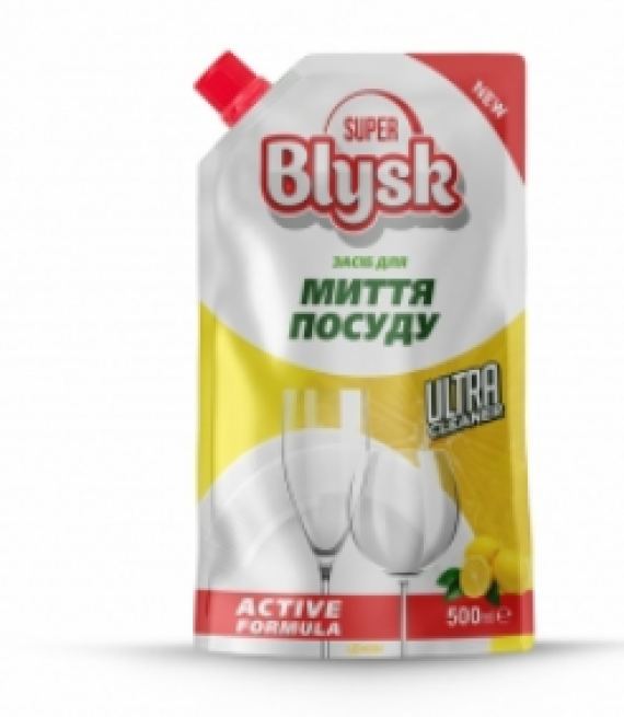 Засіб д/посуду (51356)SUPER BLISK 500мл  Лимон  ДОЙ-ПАК (8шт/ящ)