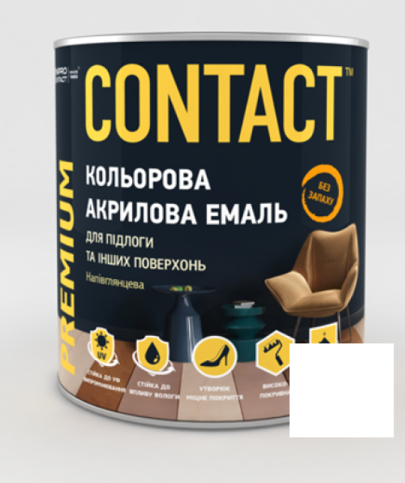 Фарба акрилова універсальна Contact біла RAL-9016 2,5л(для підлоги та інших поверхонь)