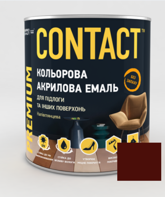 Фарба акрилова універсальна Contact вишнева RAL-3009 0,75л(для підлоги та інших поверхонь)