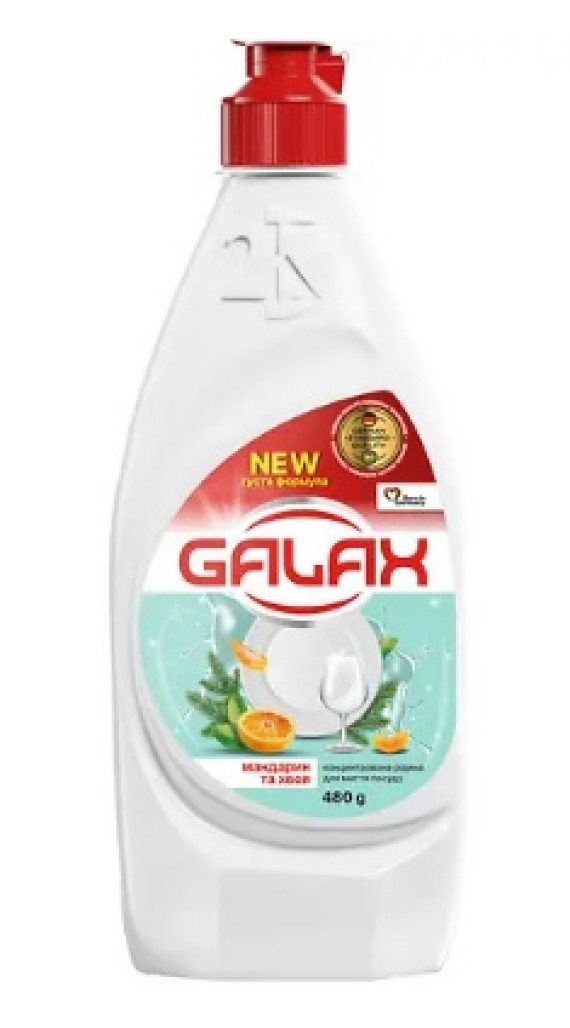 Концентр. рідина д/посуду GALAX  Мандарин та хвоя (094)  480г/10шт/уп