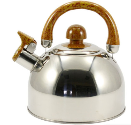 Чайник нержавійка ZAUBERG ZB001/2 зі свистком .2.0л нерж. кришка, коричнева ручка