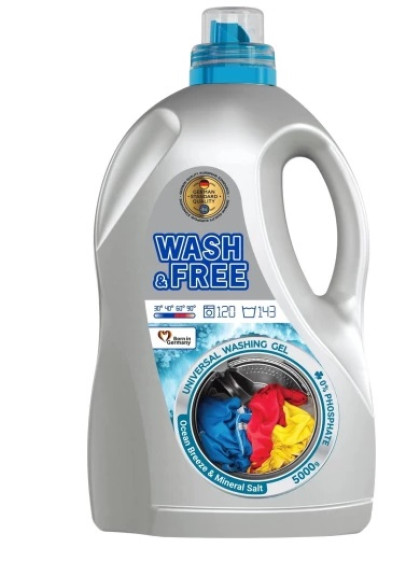 Гель д/прання WASH&FREE 5л (216) Універсал (4шт/уп)Морська свіжість та мінеральна сіль